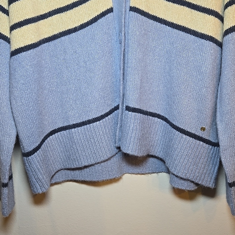 Fat Face Alpaca Heather Stripe V-Neck Button Front Sweater Cardigan NWOT - Picture 5 of 13